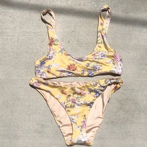LA Hearts Yellow Floral Bikini Top and Bottom